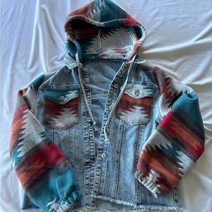 Western Aztec Denim Jacket